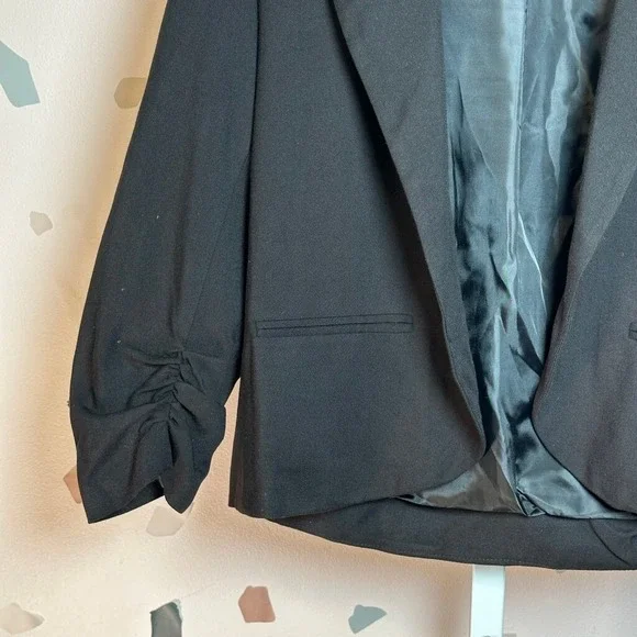 Bar III Black Ruched Sleeve Blazer Jacket XL - Picture 3 of 9